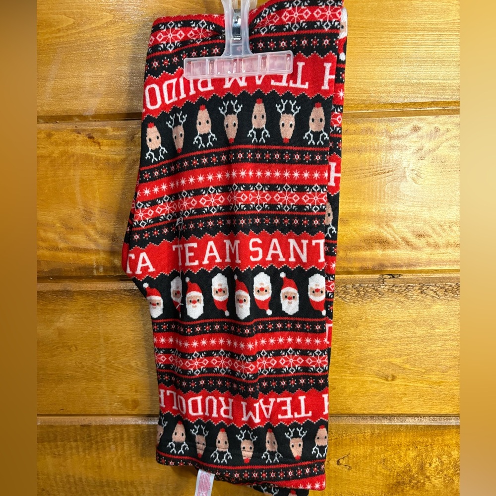 New Christmas No Boundaries Santa Festive Holiday fleece lined Leggings